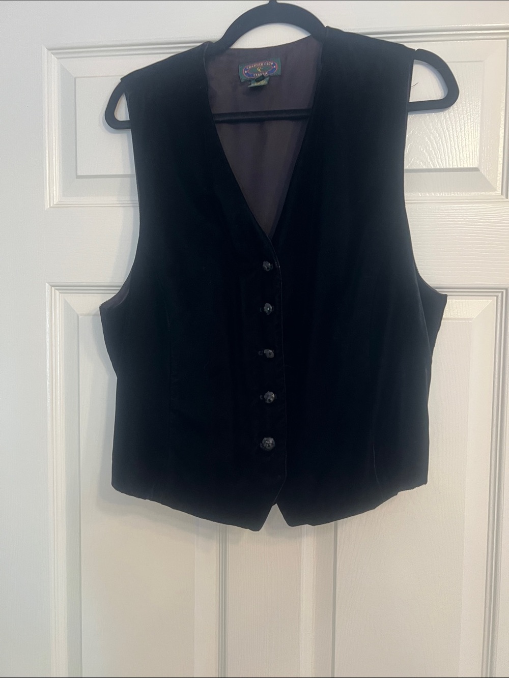 Charter Club Black Velvet Button-Front Women's Vest
